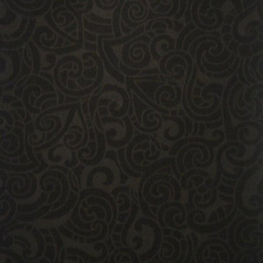 Kiwiana Moko Fabric Charcoal / Black