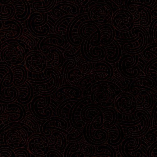 Kiwiana Ponga Koru Fabric Black