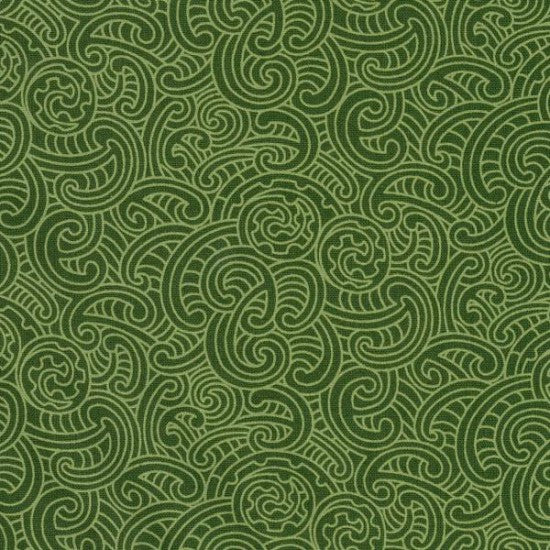 Kiwiana Ponga Koru Fabric Green