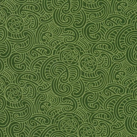 Kiwiana Ponga Koru Fabric Green