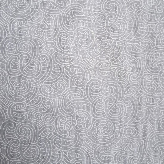 Kiwiana Ponga Koru Fabric Grey