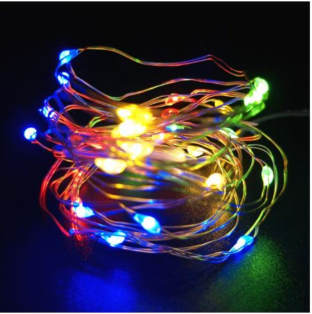 1 Metre Coloured Christmas Tree Lights for Small Tree Kit - Battery Operated Mini LED Seed Lights