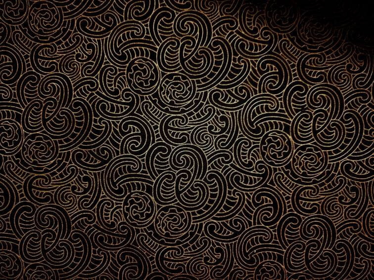 Kiwiana Ponga Koru Fabric Black