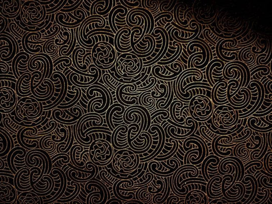 Kiwiana Ponga Koru Fabric Black