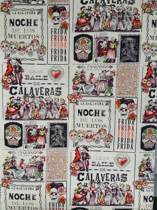 Alexander Henry Fabrics 7924A Baile de Calaveras - Tea Eggplant