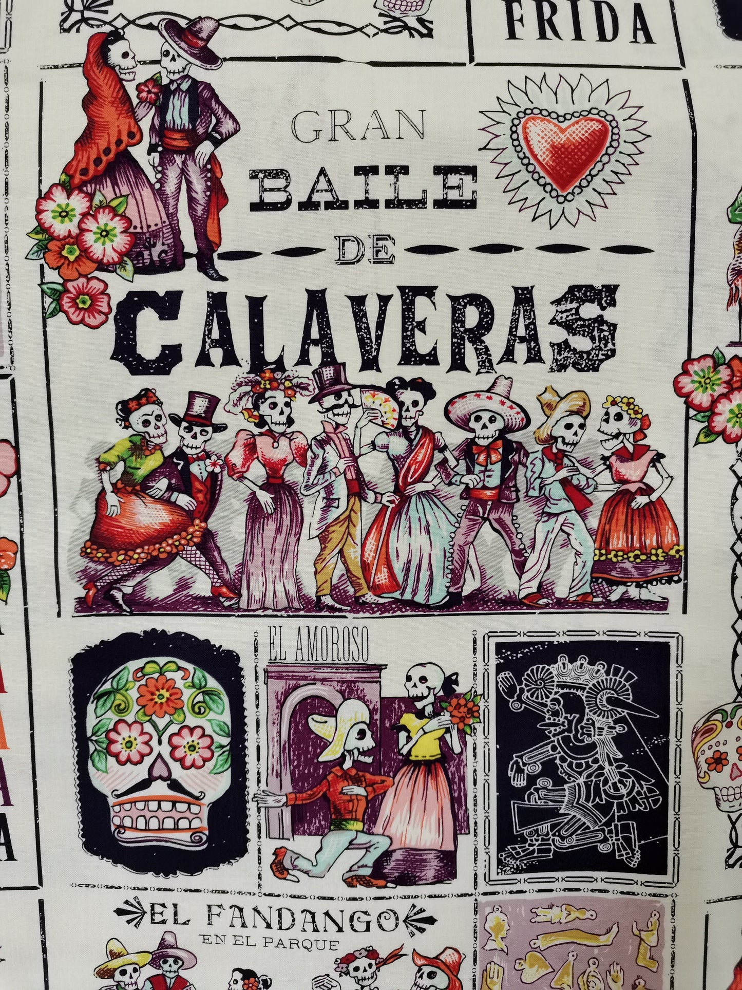 Alexander Henry Fabrics 7924A Baile de Calaveras - Tea Eggplant