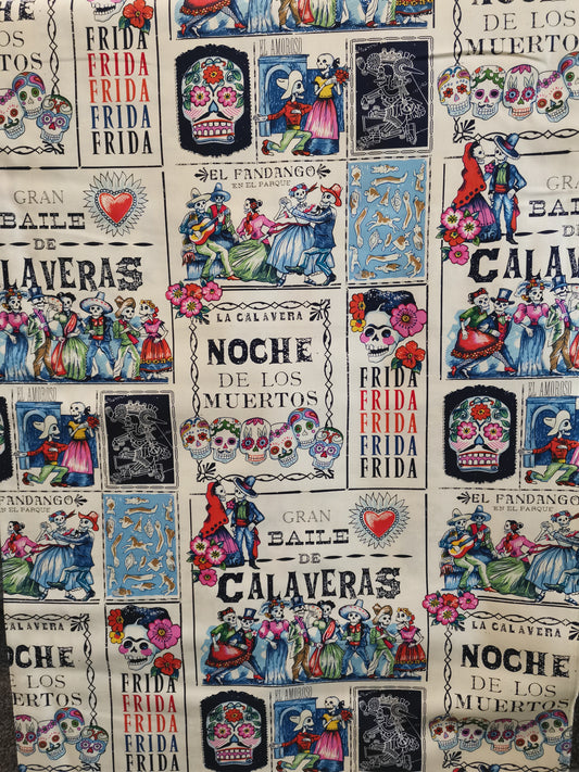 Alexander Henry Fabrics 7924C Baile de Calaveras - Tea Marine